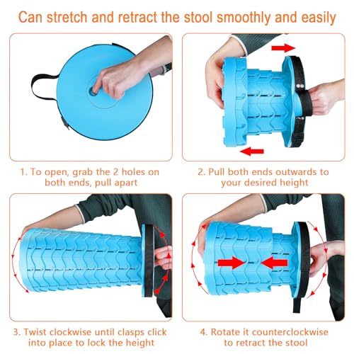 Image of Boreeman Upgraded Folding Stool Lightweight Yet More Sturdy with Load Capacity 400lbs Portable Collapsible Stool for Camping Fishing Hiking BBQ (Light Blue)