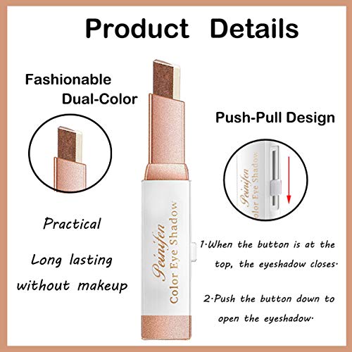 Xinlutong 2 Pcs Eye Shadow Stick Makeup,Double Colors Matte Eyeshadow Stick With Brush,Brown Coffe,Earth Tone #TOP3