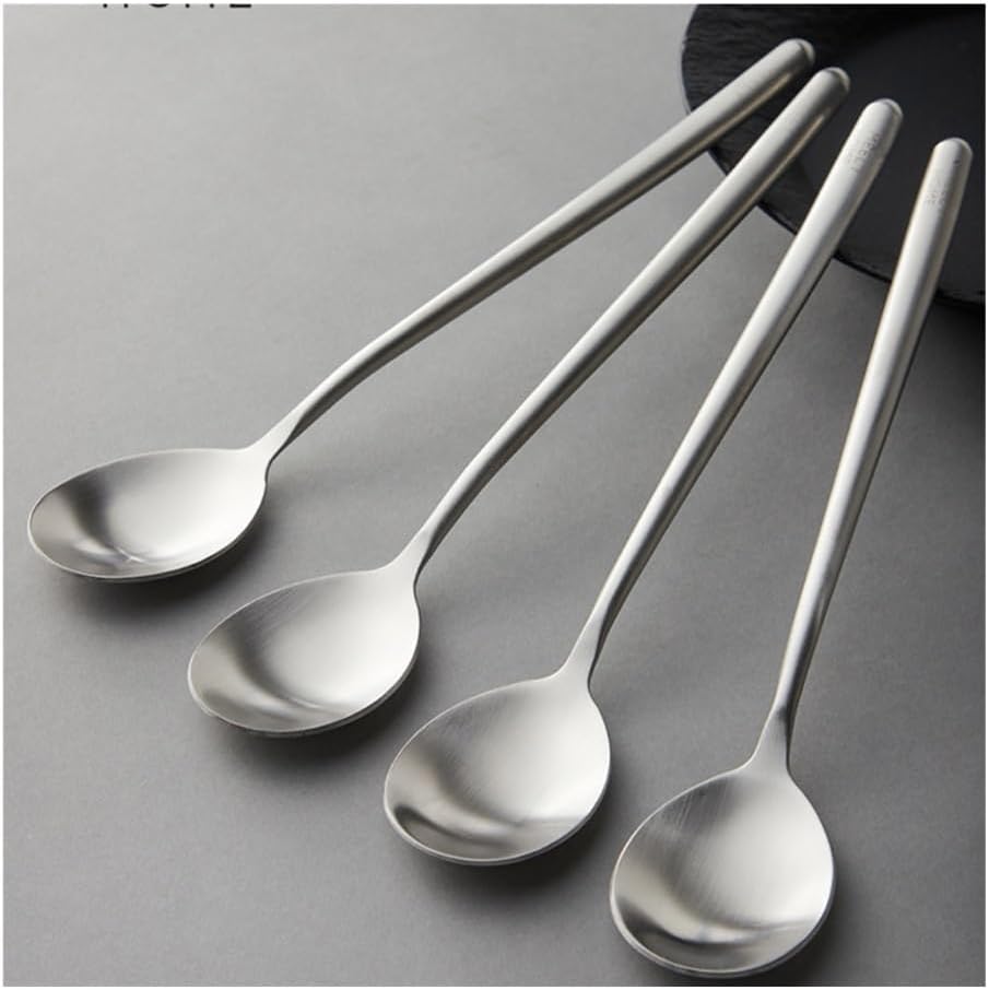 Serving Spoon, 4pcs 304 Stainless Steel Table Spoon, Household Long Handle Rice
