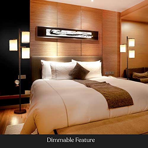 Brightech Liam Floor Lamp, Great Living Room Décor, Tall Tree Lamp For Offices, Asian Lantern Shade Lamp For Living Rooms, Standing Lamp With 3 Led Light Bulbs For Bedroom Reading - Bronze #TOP3