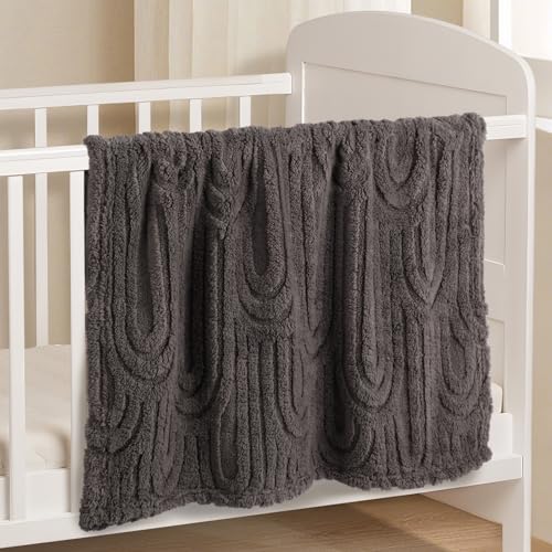 Image of Ultra Soft Fleece Baby Blanket,Swaddle & Receiving Blankets for Newborn Infant,Nursery Blanket for Crib for Boys & Girls Rainbow 30 inchx40 inch Gray