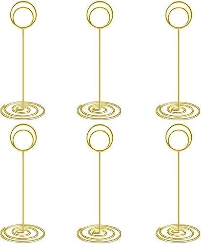 Paquete de 10 soportes para números de mesa de 8.75 pulgadas de alto, soporte para tarjetas de mesa, soporte para fotos, clips de alambre para