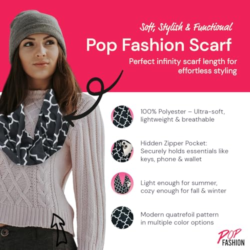 Quatrefoil Pattern Infinity Scarf for Women - Travel Scarf with Hidden Pocket - All Seasons2