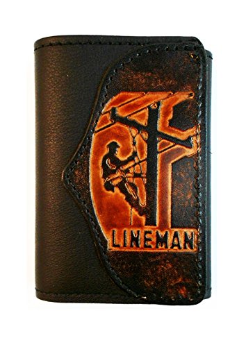 Mens Handcrafted Leather Trifold Wallet Lineman
