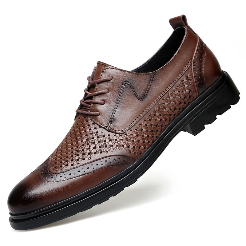 MWX Men's Casual Dress Shoes Casual Lace-up Oxfords Business Breathable Leather Shoes for Men