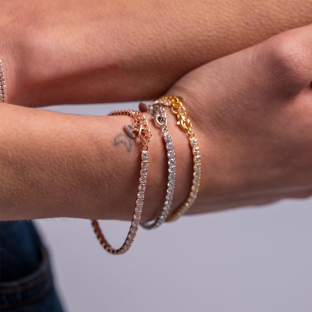 Pulsera de tenis de plata 925 con circonitas 5A, joya elegante ajustable para mujer – Idea de regalo refinada con embalaje de lujo – Calidad Made in Italy