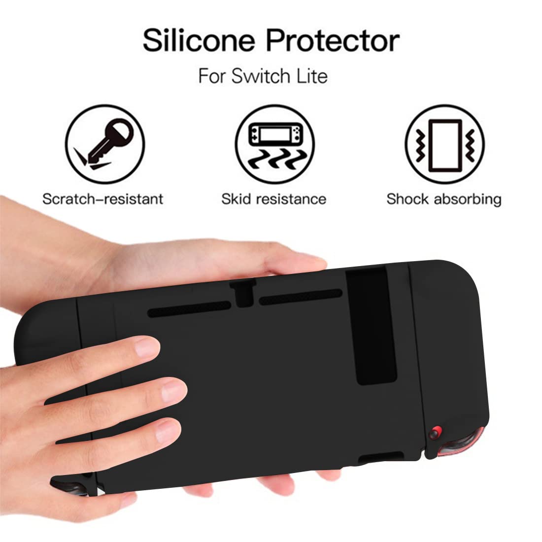 CUZKC Funda Compatible para Nintendo Switch,Matte TPU Funda Protectora Suave Desmontable para Nintendo Switch,Soft Shell Case para Switch Console y Joy-con,Absorción de Golpes y Antiarañazos (Negro)