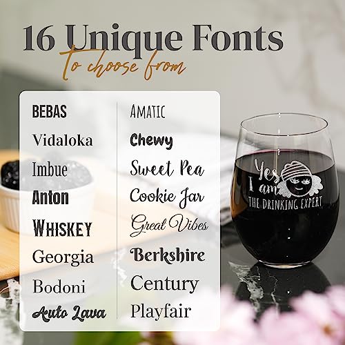 Personalized 15oz Stemless Wine Glass with your Photo, Logo or Text - Fun Gift for Birthdays, Best Friend, Mothers Day, Bridesmaid (Custom Design, 15oz Stemless Wine)