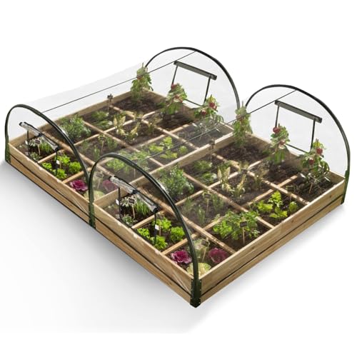 IDMarket - Lot de 2 carrés Potager 1,15x0.80 m 12 Compartiments + Housses