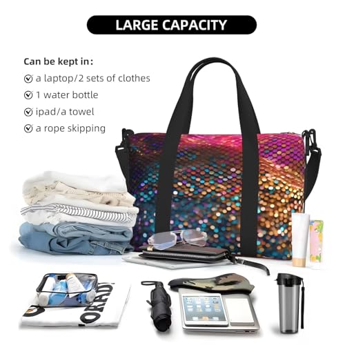 Gradient Sequin Sparkle Print Hand Travel Bag,Gym Bag,Weekend Travel Overnight Bag,Tote Bag Sports Bag For Women Men4