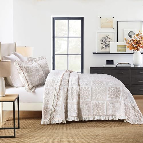 MarCielo 3-Piece 100% Cotton Oversized Bedspread Lightweight Quilt Coverlet Embroidery Farmhouse Bedding Set (TJ Colorful,King (112"x102"))