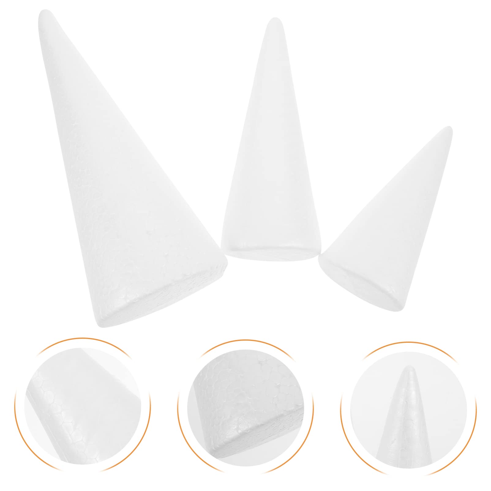 ERINGOGO 15 conos de poliestireno, modelos de árbol de Navidad para manualidades, suministros para manualidades, 3 tamaños diferentes