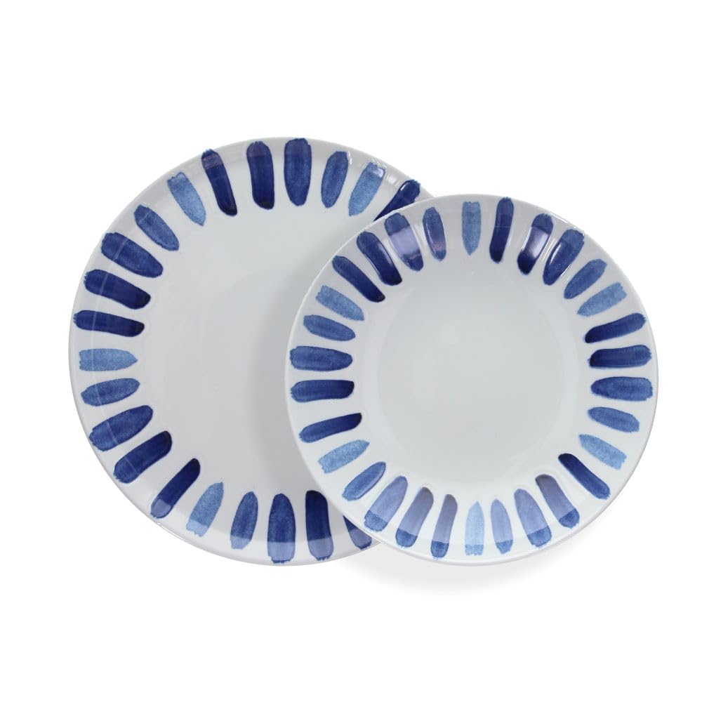 Tognana Az Panarea, rotondo piano 28 cm, porcellana, bianco-blu, Made in Italy