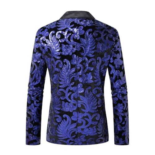 Men's Sequin Blazer Banquet Performance Tuxedo Trendy One Button Slim Fit Suit Jacket2