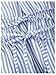 SHENHE Women's Striped Tie Front Bell Sleeve Blouse Deep V Neck Elegant Peplum Top Shirt Blue and White Small