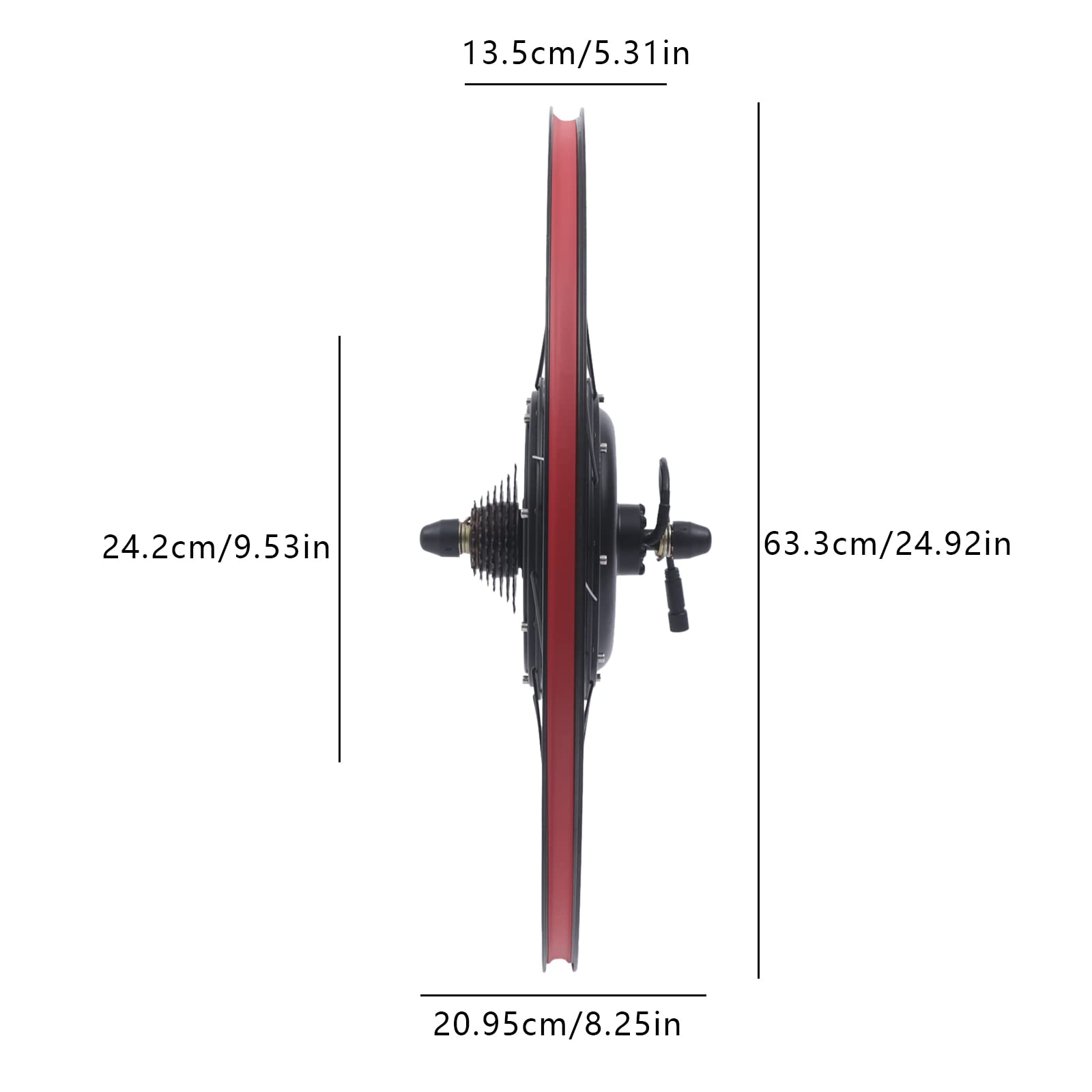 Zestaw do konwersji roweru elektrycznego 28", 1500 W, zestaw do konwersji tylnego koła z czujnikiem, uchwytami hamulcowymi, tylne zawieszenie, 7-biegowe koło zamachowe, czarny