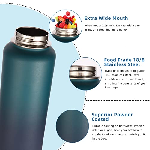 Volhoply Insulated Water Bottles Bulk 2 Pack, 1200ml Stainless Steel Sports Bottle with Paracord Handle & Spout Lid - Image 4