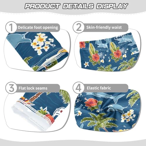 ALAZA Girls' Leggings Children's Yoga Pants Skinny Printed Dance Flower Shark Ocean Comfortable 4T2