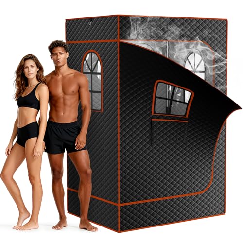 Tragbare Dampfsauna Heimsauna für Zuhause, Upgrade Version Saunabox mit 3 Liter Dampfgenerator, Fernbedienung, Klappstuhl, Tragbare Saunazelt 120 x 90 x 180cm