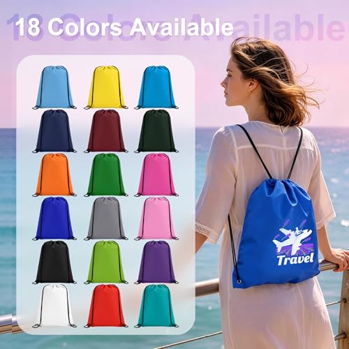Image of Custom Non-Woven Drawstring Backpacks Personalized Bulk 100 /200 Pack, Customized Draw String Sports Bags with Logo Text, for Events Gym Anniversary Wedding Birthday Party Brand Gifts Men Women