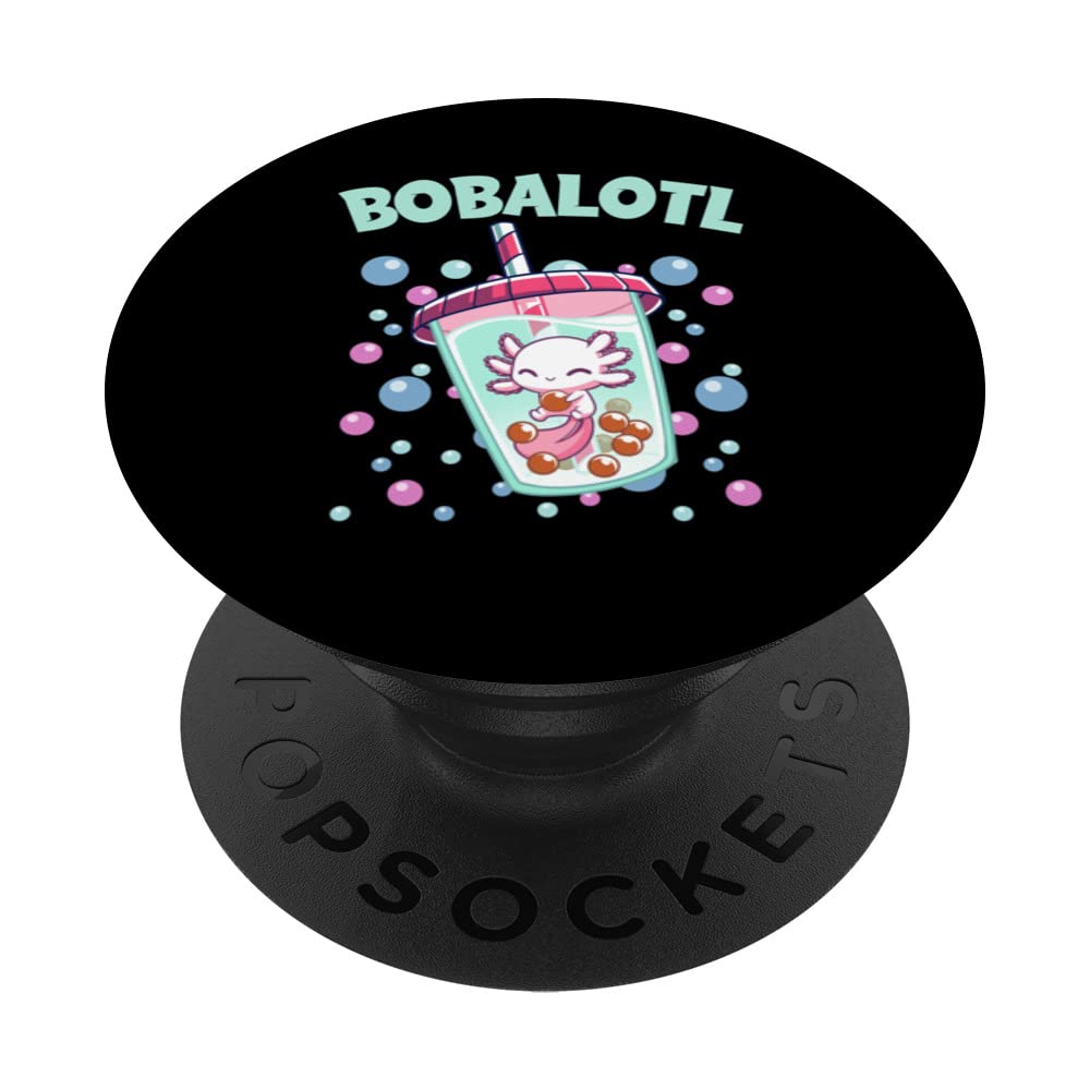 Funny Axolotl Drinking Bubble Tea Bubble Milk Boba PopSockets Swappable PopGrip