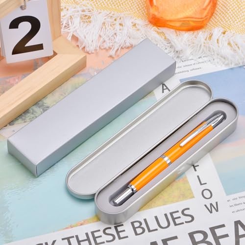 Image of Jinhao 10 Press Fountain Pen with Box, Orange Retractable Fine Nib with Converter Set (Silver Clip)
