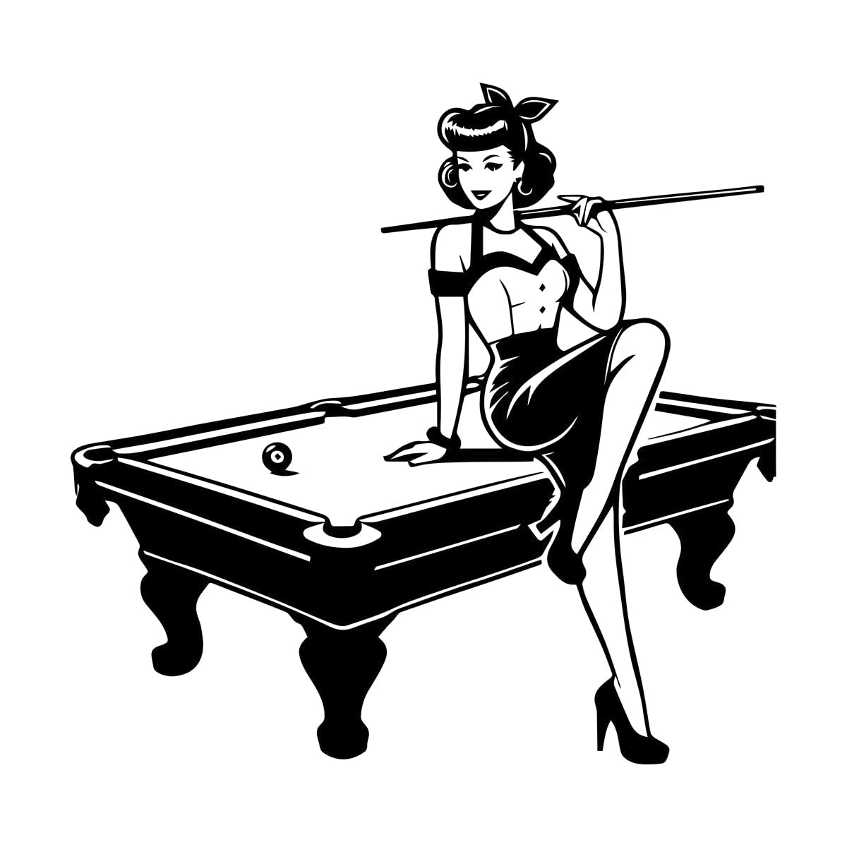 Vinyl Wall Decals Billiard Ball and Snooker Equipment Artistic Render 42x43.5cm Do not Damage the wall Surface Black