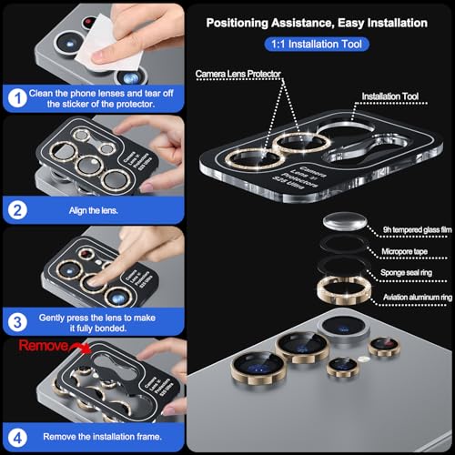 Image of WSKEN for Samsung Galaxy S25 Ultra Camera Lens Protector - Ultra Thin | Case Friendly, 9H Shatterproof Tempered Glass, Anti Scratch Metal Circle, Camera Screen Protector Cover Accessories, Glitter