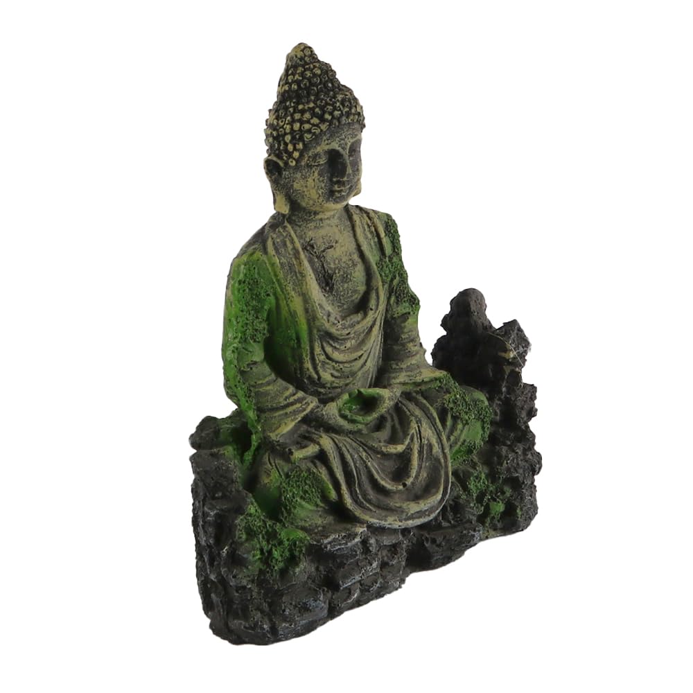 WANGCL Fish Tank Buddha Statue Decorations Aquarium Seated Buddha Statue Decorations Fish Tank Ancient Buddha Statue Sculpture Accessories 10.5 x 6 x16.5cm - Image 2