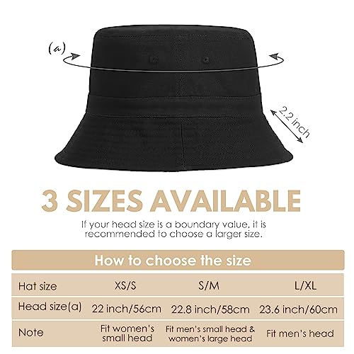 Kdwave Double-Sided Black Reversible Bucket Hat For Women Men Soft Cotton Upf 50+ Uv Protection Travel Hiking Beach Hat #TOP4