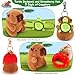 Achwishap 2PCS Capybara Plush Keychain,Cute Keychain Capybara Stuffed Animal,Soft Capybara Plush Toys Key Chain,Kawaii Plushie Stuffed Toys for Kids Adults Birthday Gifts(Turtle,Strawberry Hat)