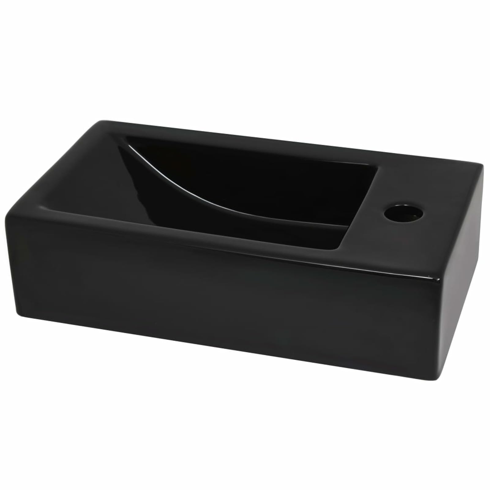 ShGaxin Lavabo con Agujero Grifo Rectangular cerámica 46x25,5x12 Negro, Fregadero, Lavabo Baño, Lavamanos Baño, Lavatorio Casa De Banho, Mueble Lavabo sobre Encimera