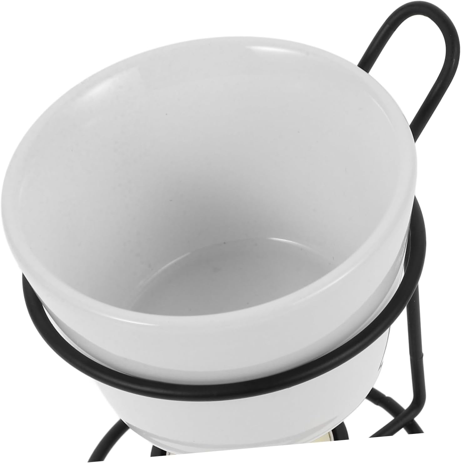 Butter Warmer for Cheese Chocolate Ceramic Fondue Pot Set Iron Rack Easy to Use Store for Daily Needs
