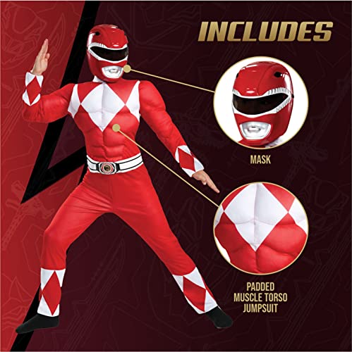 Red Ranger Muscle Costume, Official Power Rangers Costume with Mask2