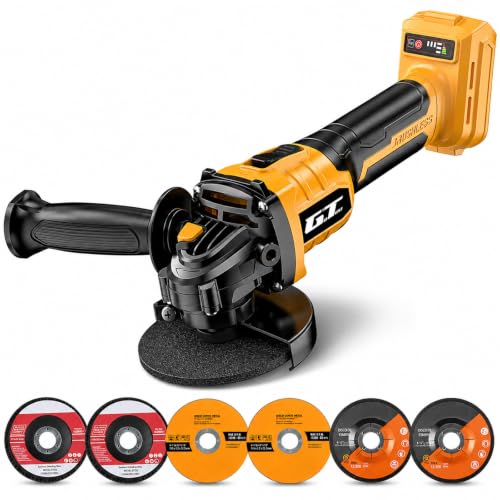 Image of Cordless Angle Grinder Compatible with Dewalt Battery 20V Max, 4-1 /2 Inch Power Electric Angle Grinder Tool with Handle, 6 Discs for Grinding, Cutting, Polishing