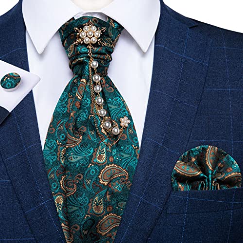 Set de corbata, pañuelo y broche de seda para hombre miniatura 1
