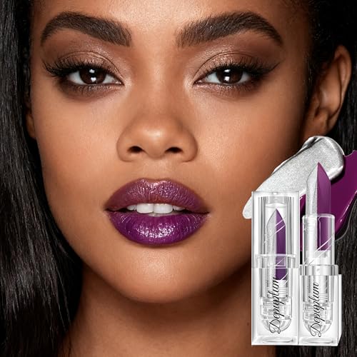 Image of Depuplum Purple Matte Lipstick Silver Lipstick Ombre Lips Dual Tone