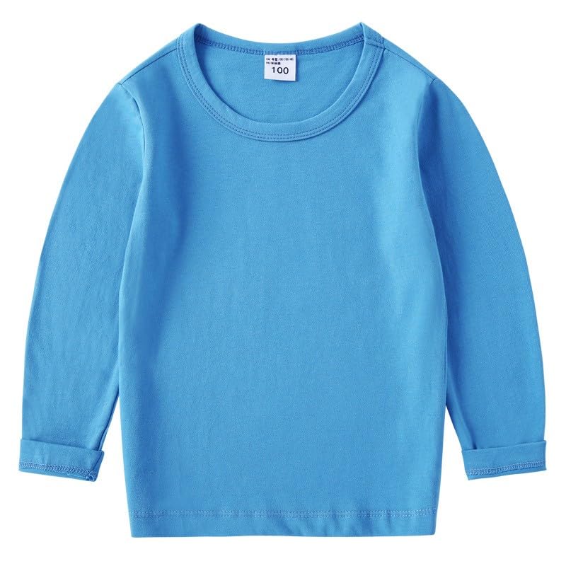 Girls Boys Cotton Crewneck Long Sleeve T Shirt Toddler Kids Basic Solid Color Pullover Tops Casual Fall Winter Warm Outfits4