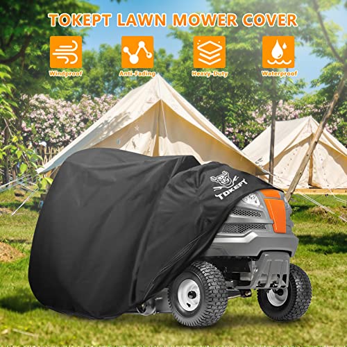 Tokept Upgrade Heavy Duty Waterproof Material 300D Tractor Style Large Lawn Mower Cover With Wind Buckle For All Inclement Weather Xl #TOP6