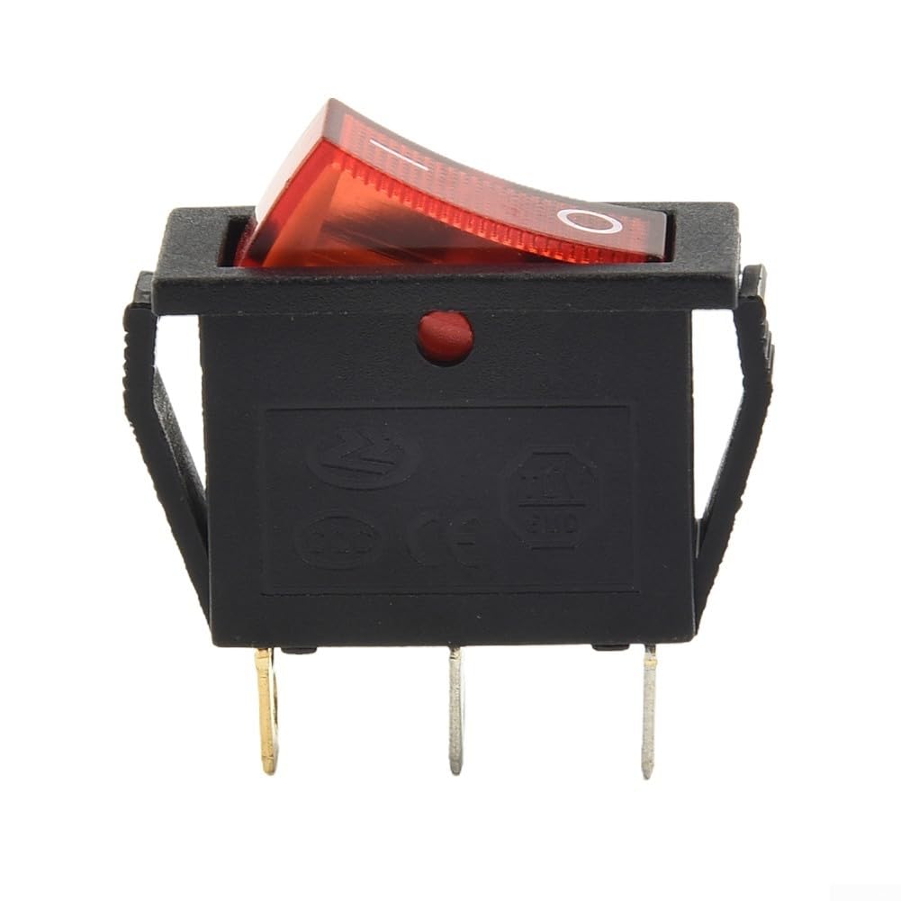 Interruttore a bilanciere 15A 250V 20A 125V ROSSO ON-OFF-ON 3 pin, tipo sottile a scatto con terminali a pressione per elettrodomestici