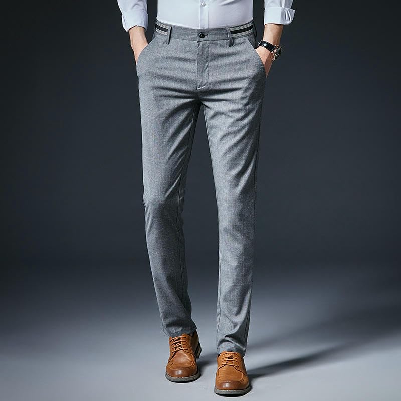 Men's Spring Summer Slim Fit Plaid Elastic Casual Pants3