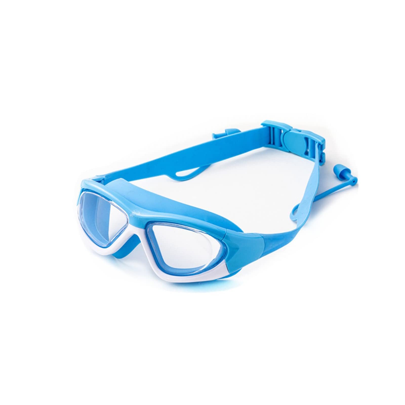 Gogle pływackie okulary pływackie okulary do pływania z zatyczkami do uszu przeciwmgielne silikonowe wodoodporne okulary pływackie (A)