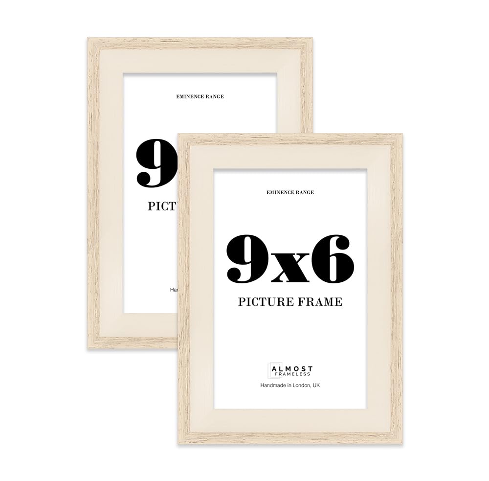9x6 Oak Picture Frame - Rustic Wood Industrial Effect Photo Frame for Wall Display, Ideal for Posters, Prints & Home Décor, Wall Hooks and Kickstand, 32mm Edge - 2 Pack