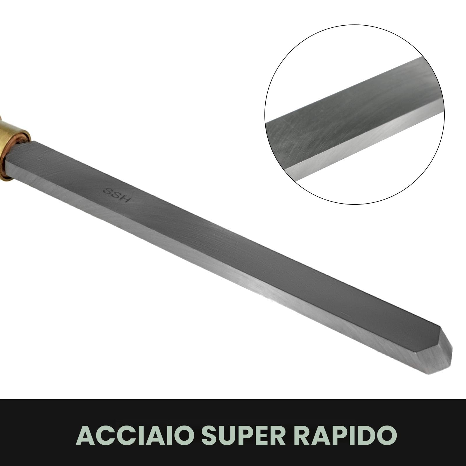VEVOR Set di Scalpelli per Legno 8 Pezzi Scalpelli per Tornio Lunghezza Lama 17,59 cm ca., Kit di Scalpelli per Lavorazione del Legno