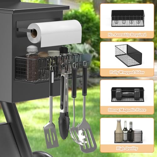Image of 2 Pack Magnetic Storage Bins and Paper Towel Holder for Traeger Smoker Grills, Suit for Traeger Ironwood 885, Pro Series 34, Pro Series 22, Pro D2 575, Pro 780, Ironwood 650, Z-Grills, Pit boss