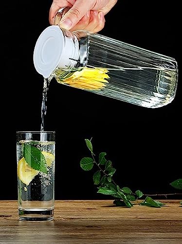 Image of bellemax Italian Premium Water and Juice Glasses Set of 6 and Jug Set Combo,(6 Pieces Glasses 350ML and 1 Water Juice Jug 1 Liter), Transparent, Glass and Jug Set (Lining A)