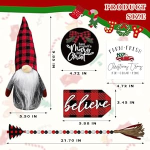 Christmas Decorations Wooden Signs Gnomes Plush Bead Garland Christmas Decor Set for Tabletop Home Winter Decorations Christmas Decorations Wooden Signs Gnomes Plush Bead Garland Christmas Decor Set for Tabletop Home Winter Decorations