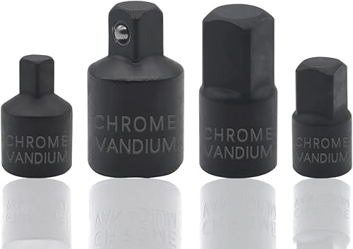 Dianrui Juego de 4 adaptadores de enchufe negro, 14" x 38", 38" x 14", 38" x 12", 12" x 38" Kit de convertidor reductoradaptador de trinquete