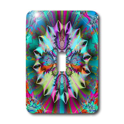 Interruptor de palanca único lsp_118499_1 de 3dRose con placa decorativa mandala abstracto 4