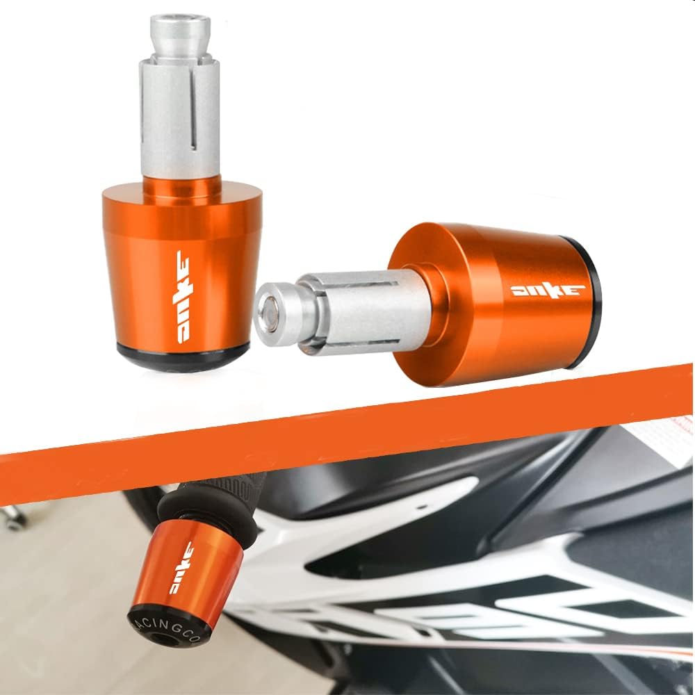 Duke Embout De Guidon 22mm 7/8' Moto Poignée de Terminal pour Duke 125 250 390 790 Adv 1190 1290 (Orange)